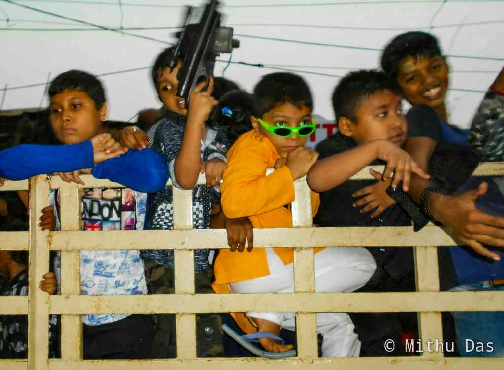 Teenagers enjoying Dashami at Bokajan