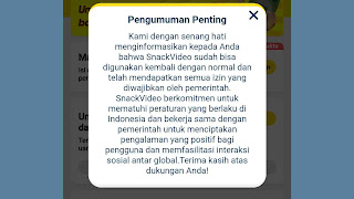 Aplikasi Penghasil Uang Snack Video memang diblokir Sudah Kembali, Apakah Snack Video Bisa Menghasilkan Uang Lagi?