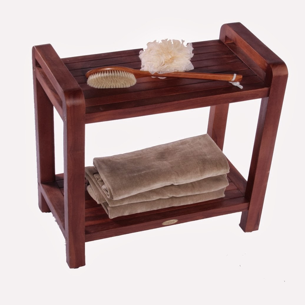 bathroom shower storage  Bath Bench with Shelf, with Lift Aide Arms- For shower, bath, spa