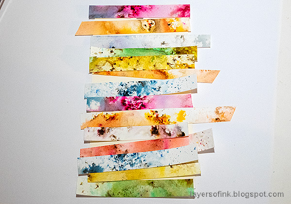 Layers of ink - Stripes and Dots Background Tutorial by Anna-Karin Evaldsson. Cut into strips.