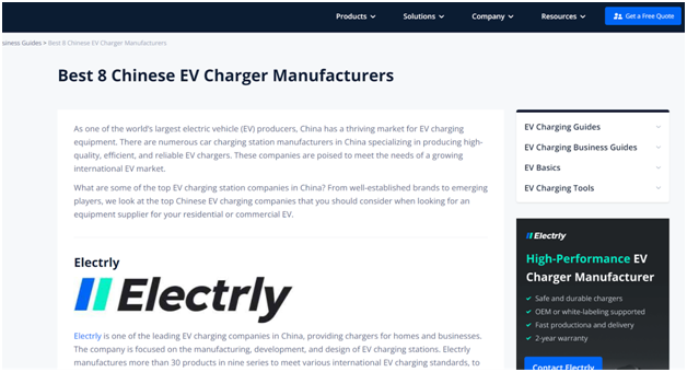 EV Charger Manufacturers in China