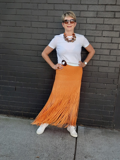 DREAMVILLE KNIT SKIRT IN SUNNY MANGO COLOUR