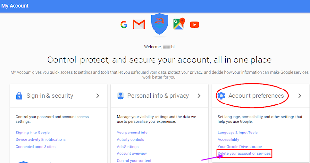 delete gmail account preferences