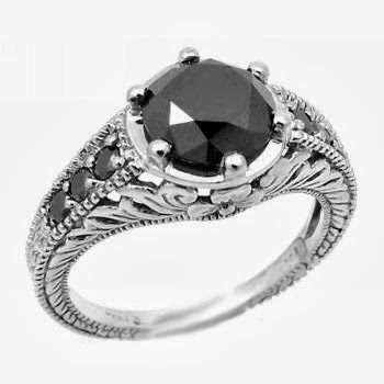 black diamond ring antique style center black diamond 1 74ct total ...