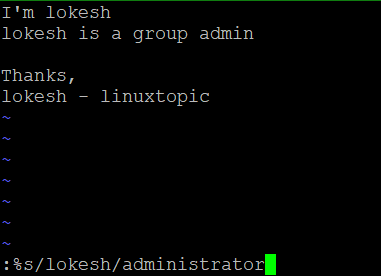 find and replace text in vim editor, find and replace word in vi editor