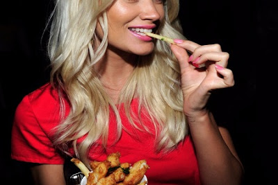 Women are eating McDonald's chips immediately after sex