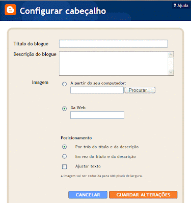 Editar cabeçalho do Blogger