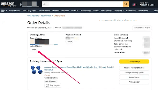 How to change shipping address on Amazon after order