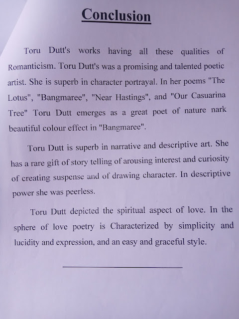 Romanticism in Toru Dutt's poetry conclusion