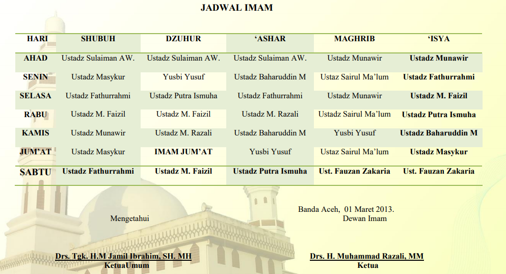 Jadwal Imam