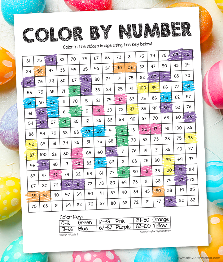 Free Printable Easter Color by Number Worksheets