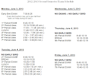 20122013 Second Semester Exam Schedule. at 12:13 PM · Email ThisBlogThis! (exam schedule)