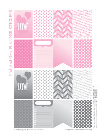 Pink & Grey Printable Planner Stickers