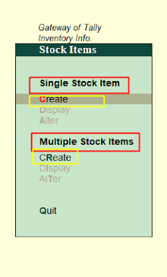 Stock iten creation in tally