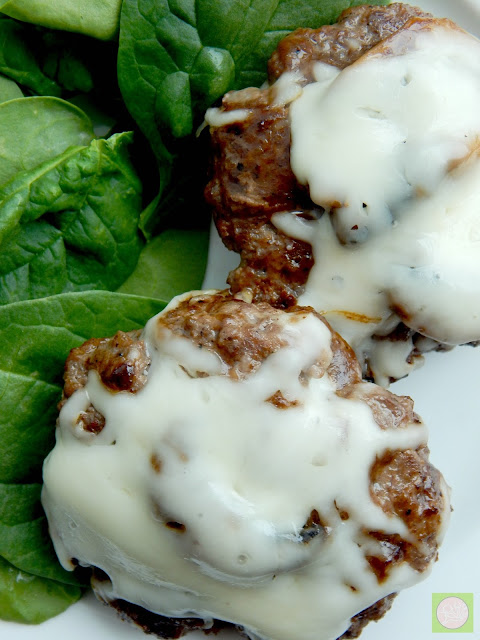 hamburger steaks with cheesy sauteed mushrooms (sweetandsavoryfood.com)