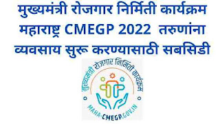 मुख्यमंत्री रोजगार निर्मिती कार्यक्रम महाराष्ट्र | CMEGP 2022 तरुणांना व्यवसाय सुरू करण्यासाठी सबसिडी cmpeg image