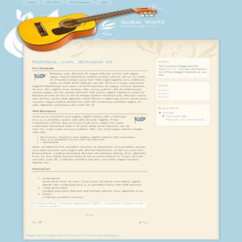 GuitarWorld free blogger template adapted from wordpress theme to blogger template with 2 column blogger template