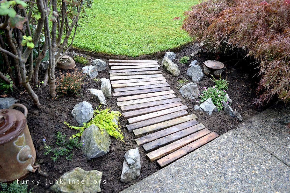 A pallet wood garden walkwayFunky Junk Interiors