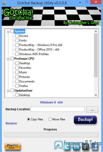 Gotcha! Data Backup : un logiciel gratuit pour sauvegarder vos données utilisateur Windows