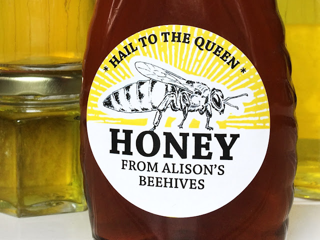 Custom Queen Bee honey bottle labels