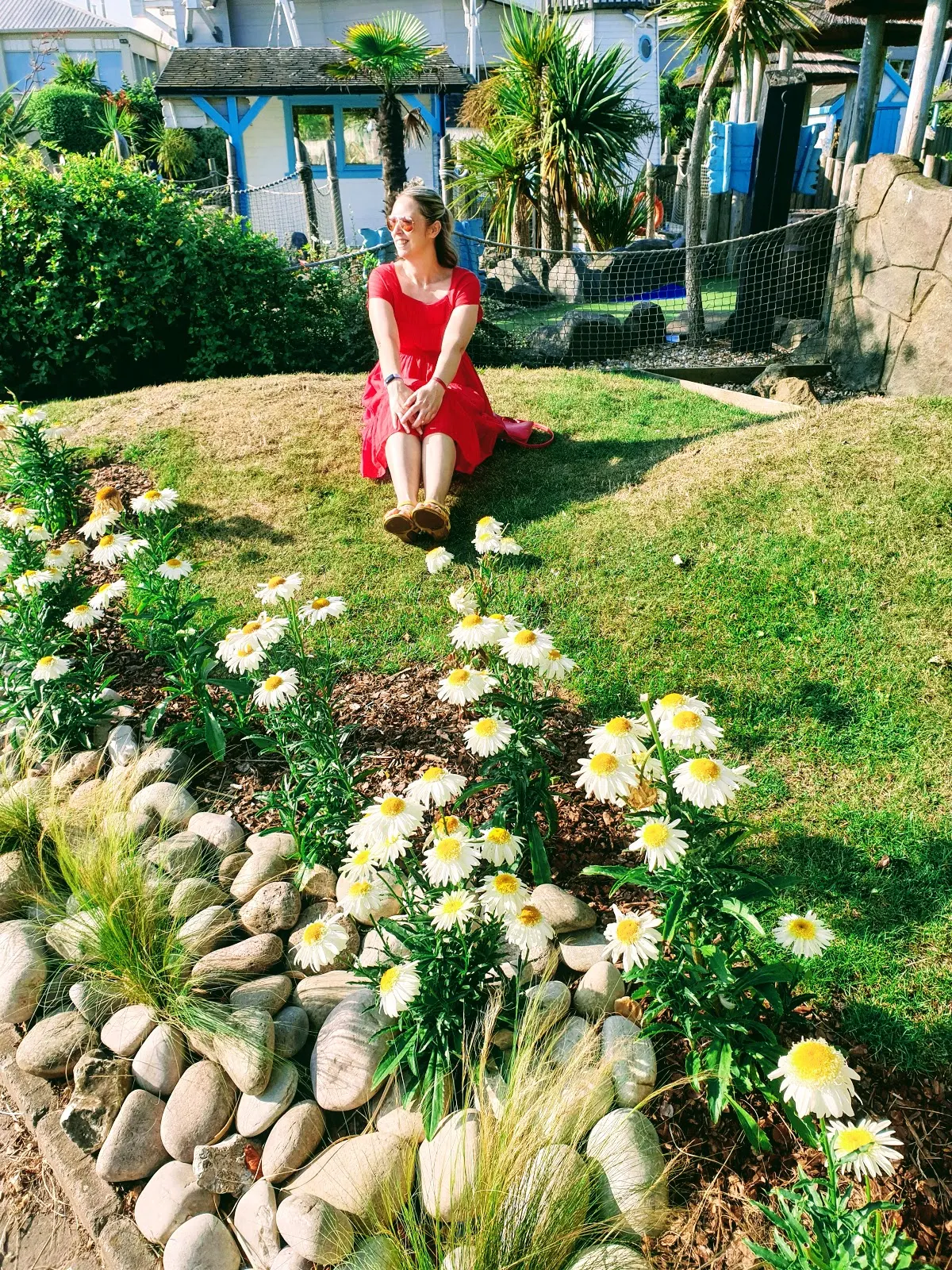 Lady In Red: Red Summer Dress With Yellow Sandals