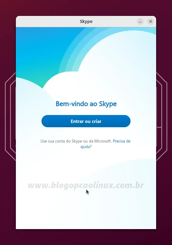Skype executando no Ubuntu 23.10 (Mantic Minotaur)
