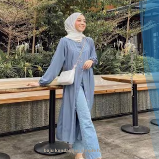 Baju kondangan simple hijab celana jeans