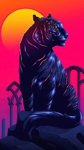 Sunset Neon Tiger iPhone 11 Wallpaper