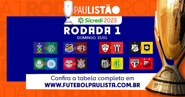 Federação divulga tabela da primeira fase do Campeonato Paulista de 2023;  confira os jogos