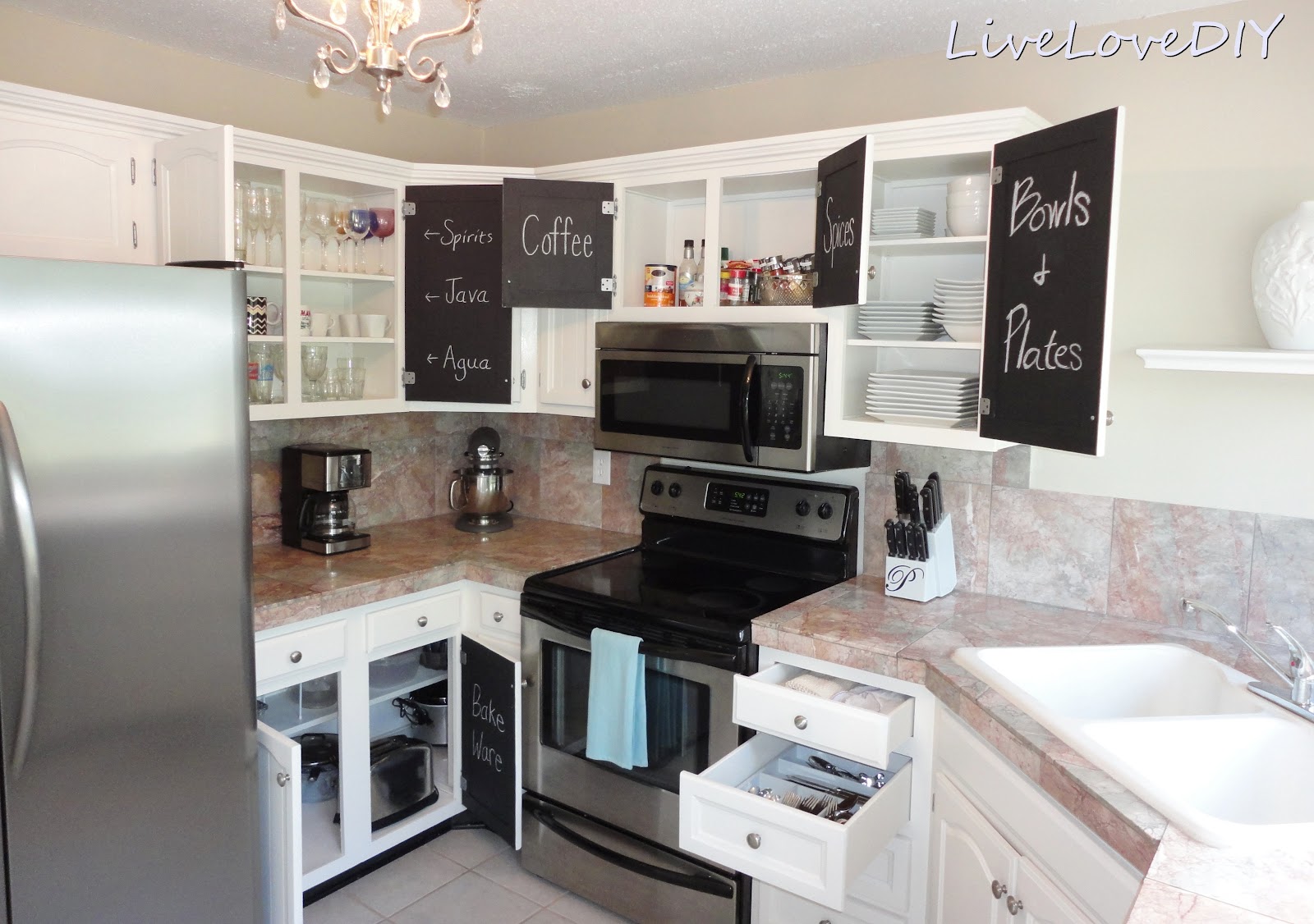 LiveLoveDIY The Chalkboard Paint Kitchen Cabinet Makeover