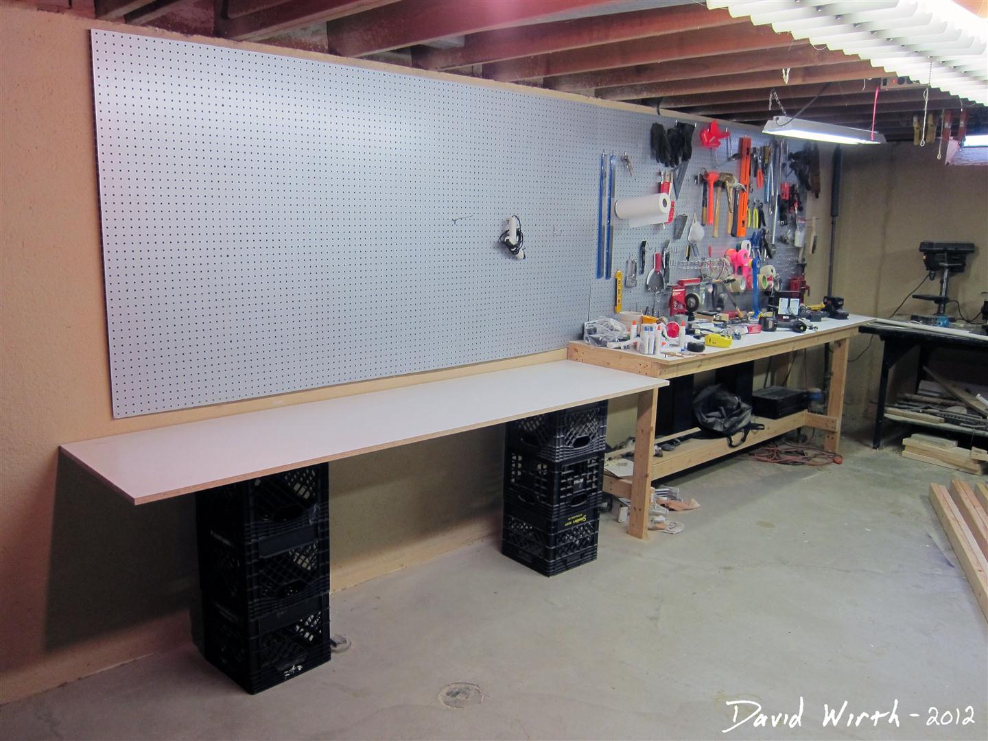 homemade craft table and workbench