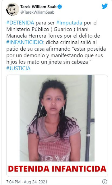 Detienen a la mujer que mató a sus dos bebés a golpes en Guárico al estar poseída por Chávez