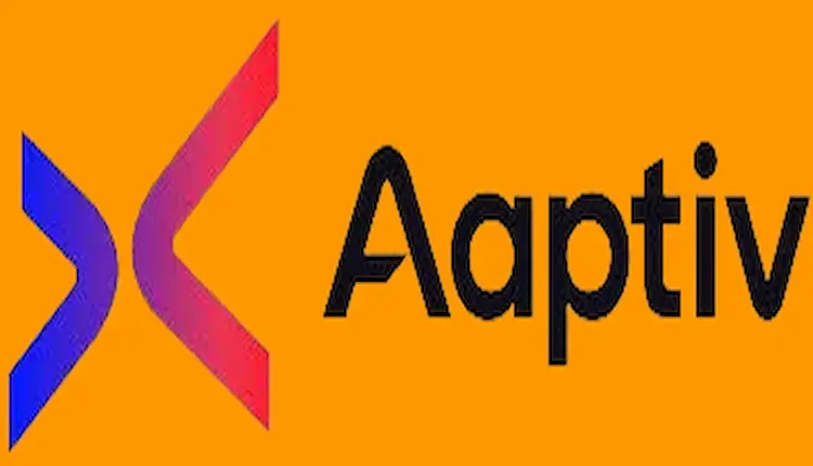 An image with an orange background written on it Aaptiv and the application logo