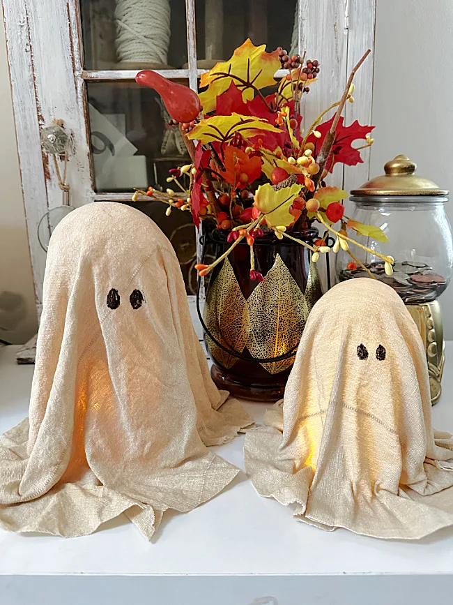 fabric ghosts and fall leaves