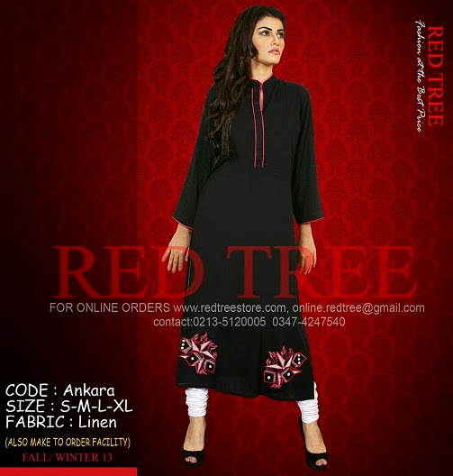 Red Tree Stylish Winter Wear Dresses 2013-14 For Ladies & Young Girls