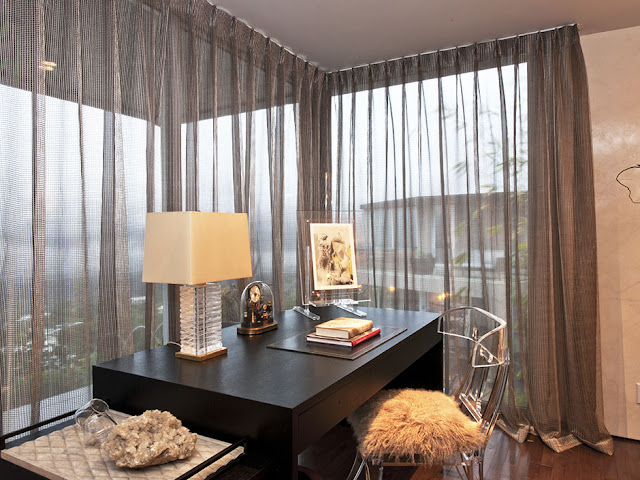 Picture of the modern desk in the working corner of bedroom