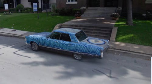 Tim's Yarn Art Car makes into Street View Google Maps Club