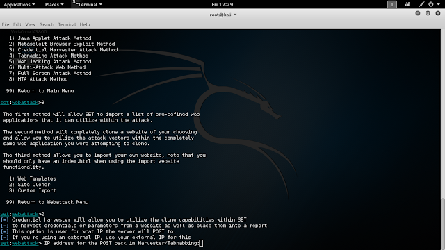 hack facebook password in kali linux with setoolkit