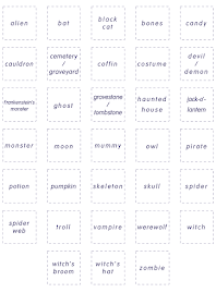 Halloween bingo vocabulary cards