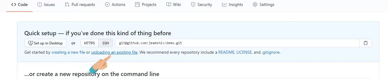 github create a new file and upload option
