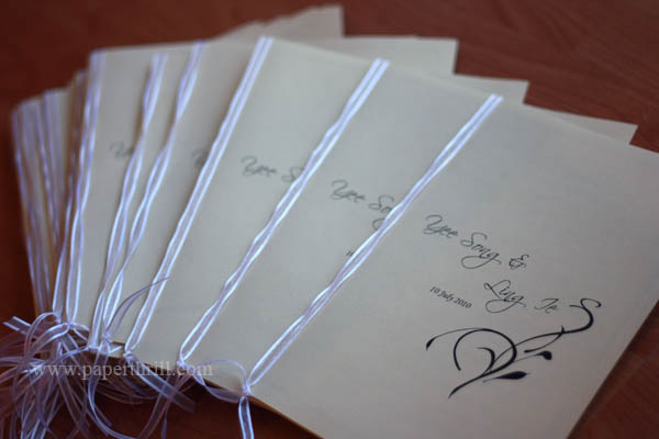 Wedding program book and placecards This was an order we recieved for 
