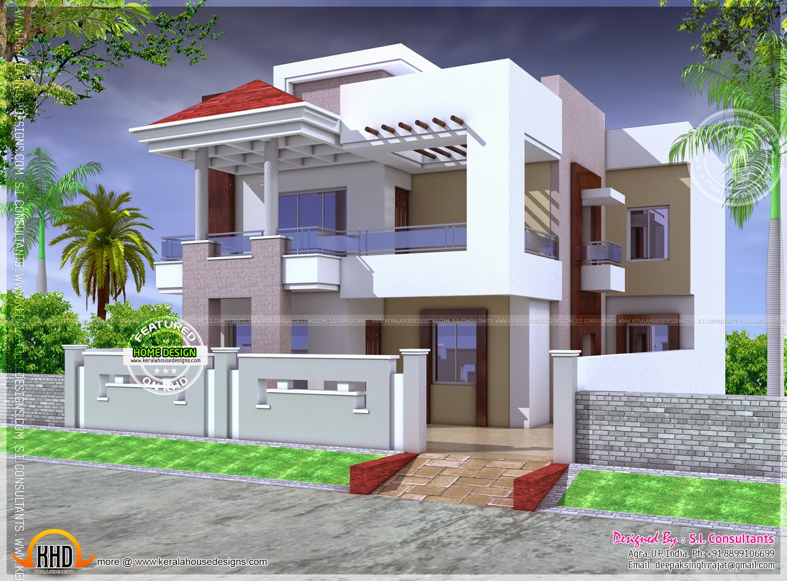 Nice modern house with floor plan ~ Indian House Plans