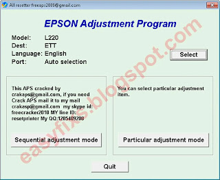 Adjustment Program Epson L220 - ETT ver.1.0.0