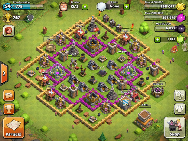 FreeAppsKing - Clash Of Clans Village - Level 54 - Clash Of Clans Guide - FreeApps.ws