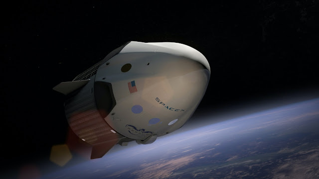 Foto de SpaceX: https://www.pexels.com/pt-br/foto/astronave-descoberta-dragao-espaco-23769/