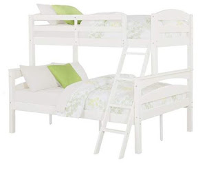 Dorel Living Brady Twin over Full Solid Wood Kid's Bunk Bed with Ladder, White