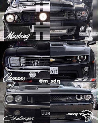 Differences face mustang, camaro and challenger: old and new versions