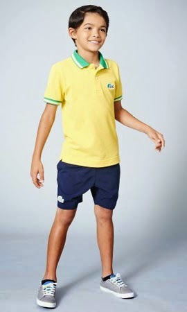 polo e bermuda infantil Lacoste Rio coleção para a Copa do Mundo Brasil 2014