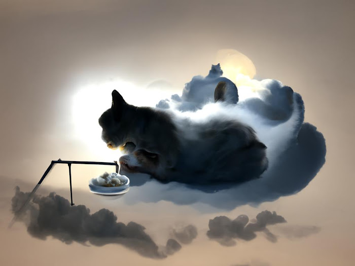 Kucing atas awan oleh Nightcafe