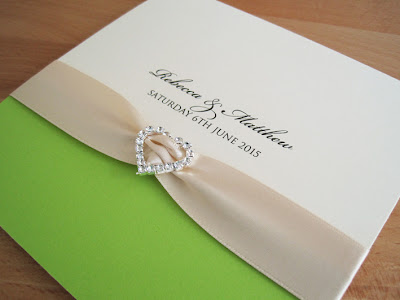 crystal heart handmade wedding invitation